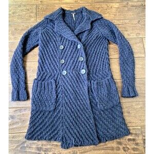 Free People Long Cardigan Sweater XS Chunky Knit Oversized Academia Boho